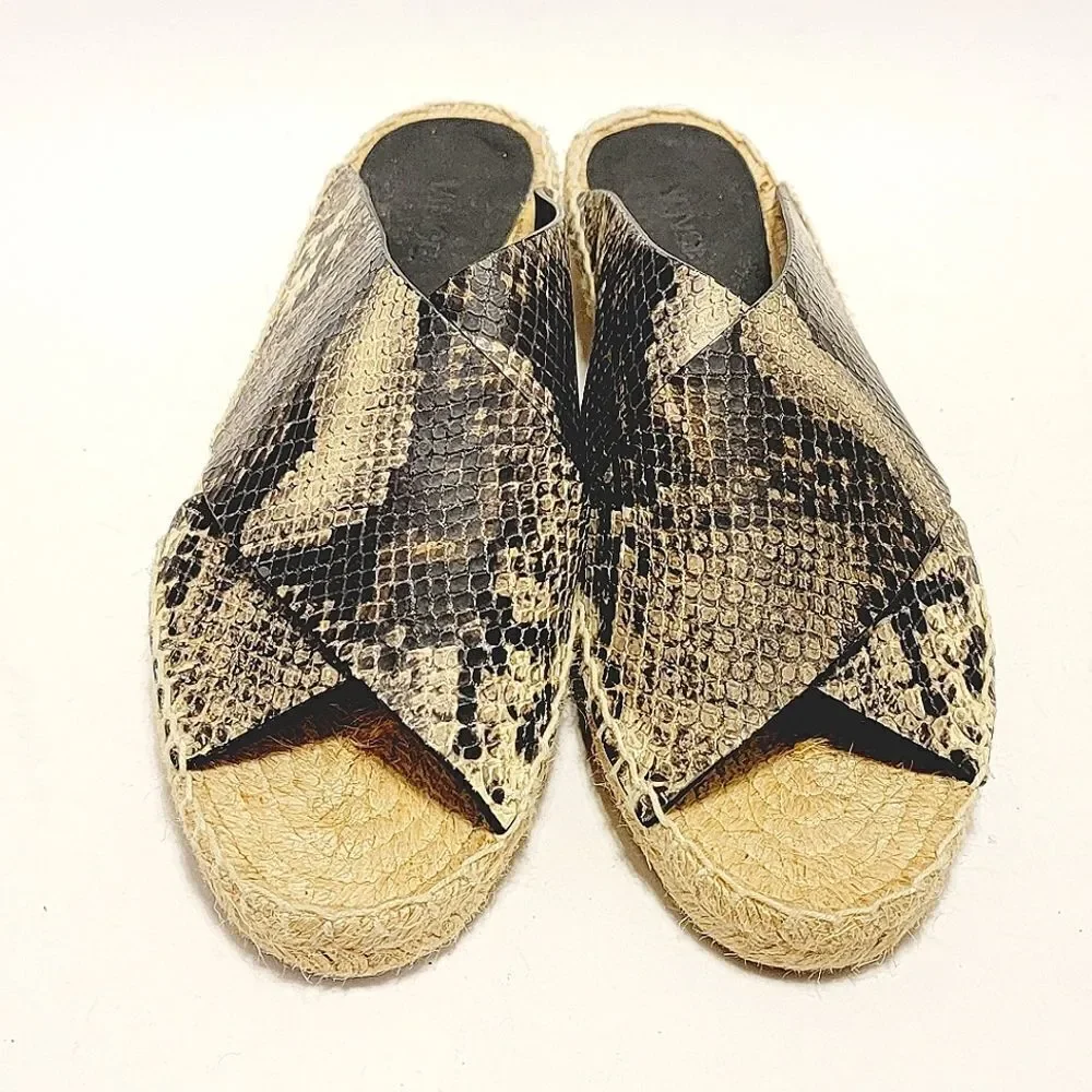Vince Snake Embossed Crisscross Espadrille Sandal Size 7